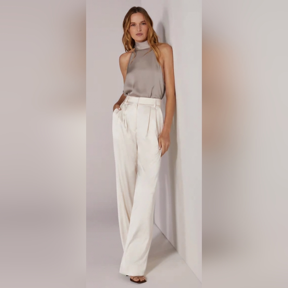Anthropologie Favorite Satin Pants in Ivory